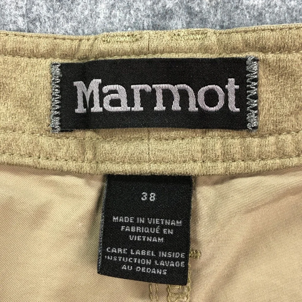 Marmot Mens Cargo Shorts 38 Tan Khaki Recycled Nylon Zipper Pocket Hiking